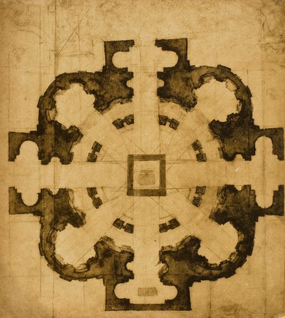 Plan or project for a church (drawing by Michelangelo) by Michelangelo Buonarroti